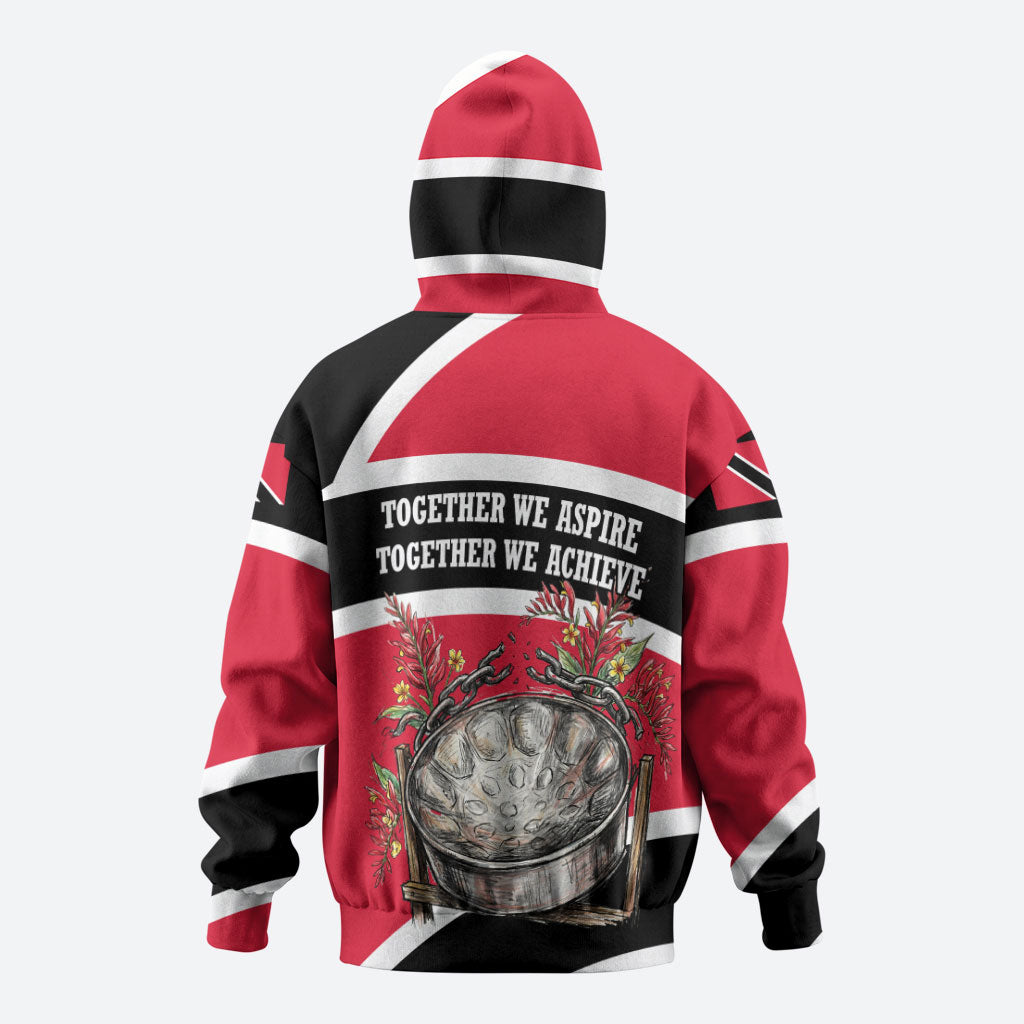 Trinidad And Tobago Independence Day Scarlet Ibis Zip Hoodie Steelpan Heritage National Flag