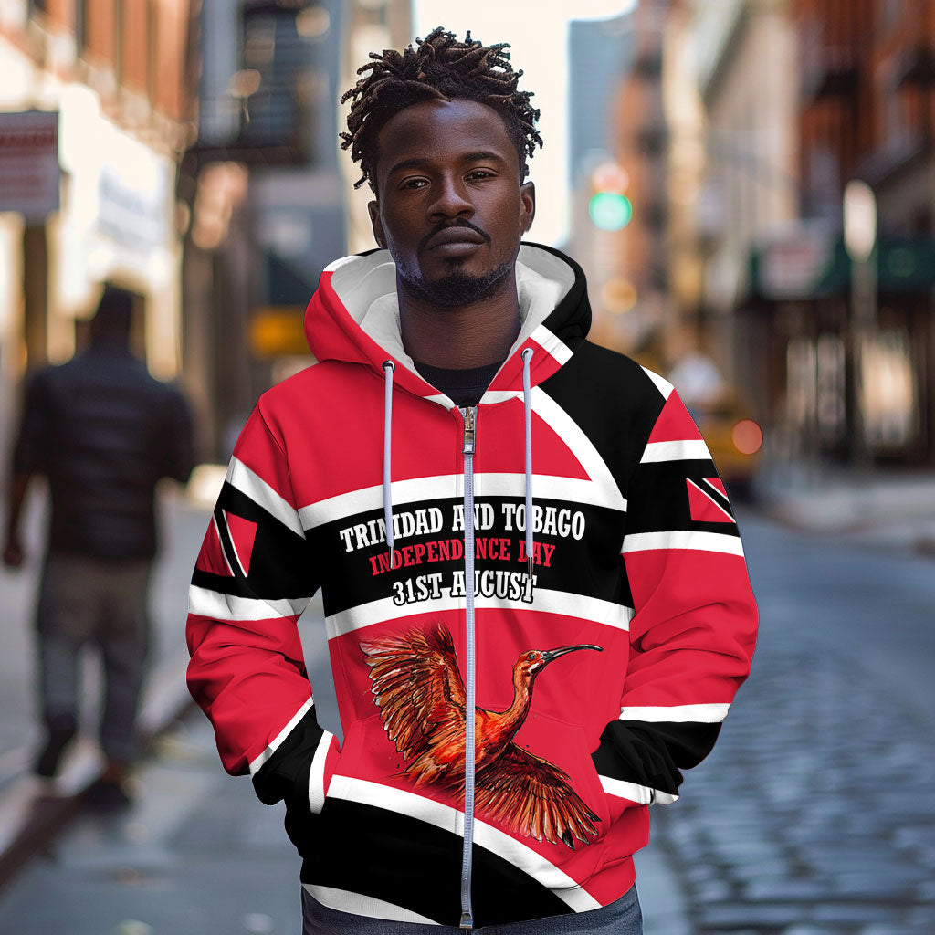 Trinidad And Tobago Independence Day Scarlet Ibis Zip Hoodie Steelpan Heritage National Flag