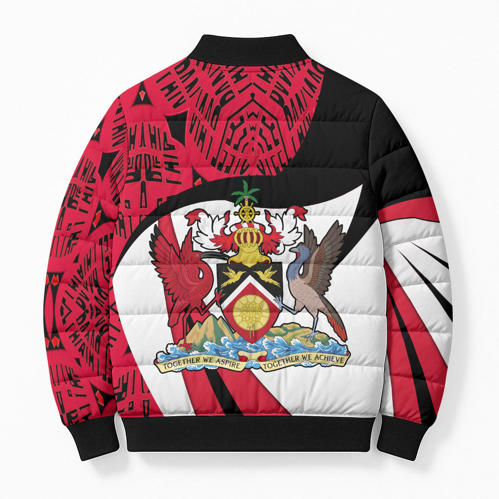 Trinidad And Tobago Independence Day Bomber Puffer Jacket Freedom Torch Heritage Symbols