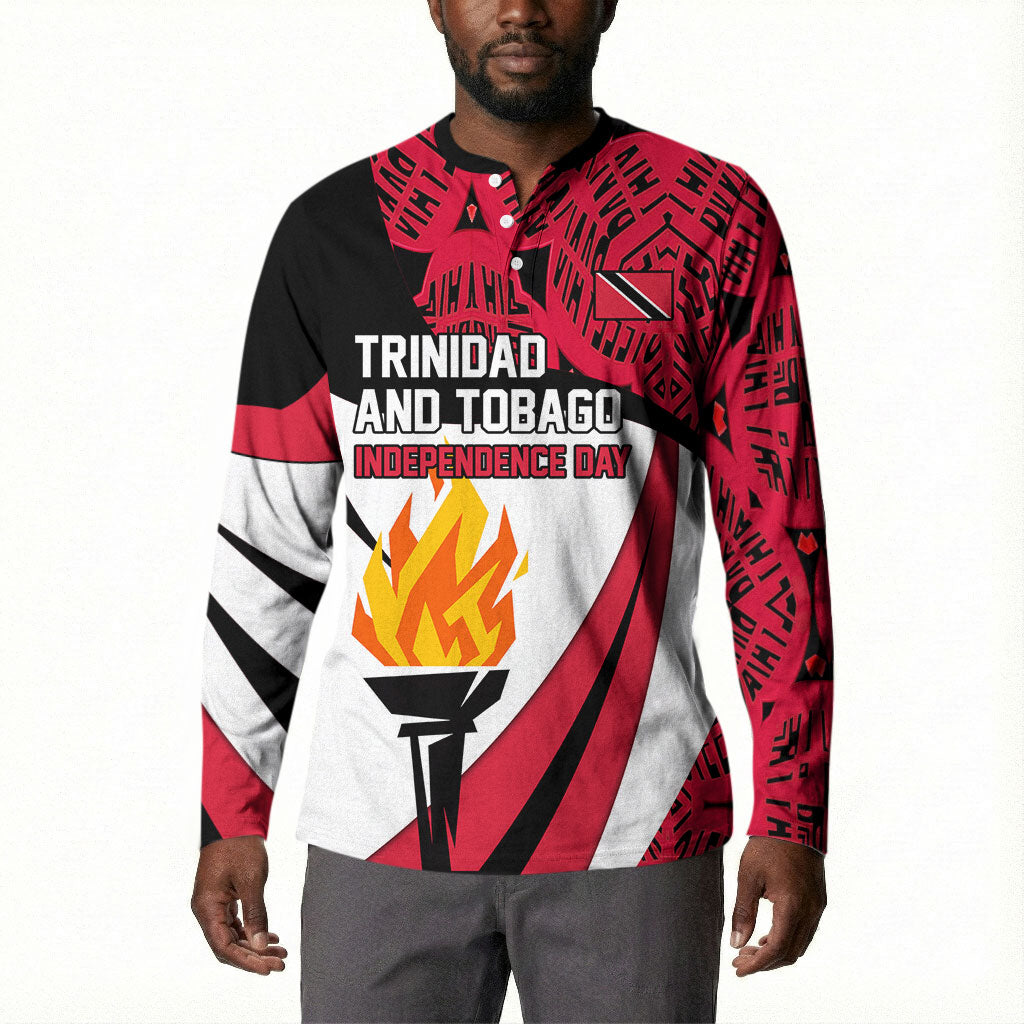 Trinidad And Tobago Independence Day Button Sweatshirt Freedom Torch Heritage Symbols