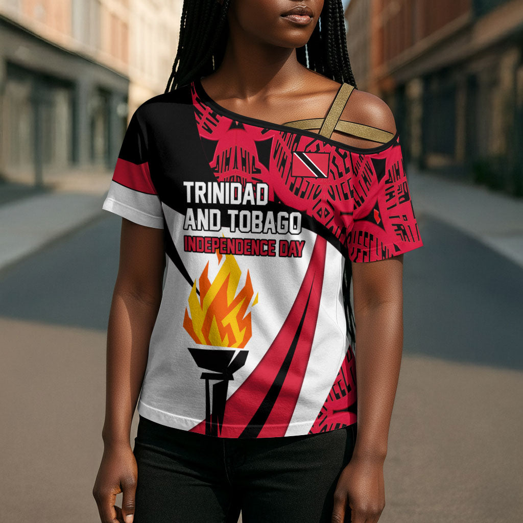 Trinidad And Tobago Independence Day Cross Shoulder Shirt Freedom Torch Heritage Symbols