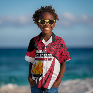 Trinidad And Tobago Independence Day Kid Hawaiian Shirt Freedom Torch Heritage Symbols