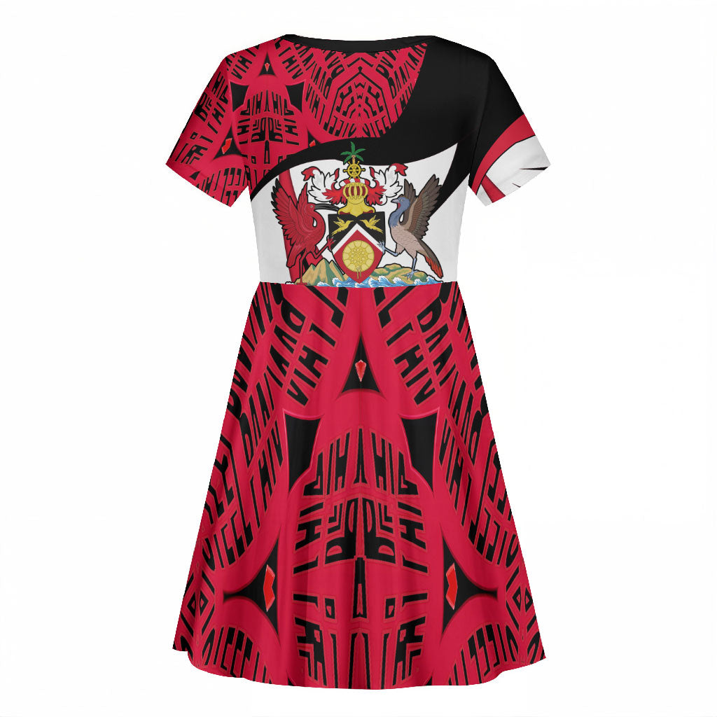 Trinidad And Tobago Independence Day Kid Short Sleeve Dress Freedom Torch Heritage Symbols