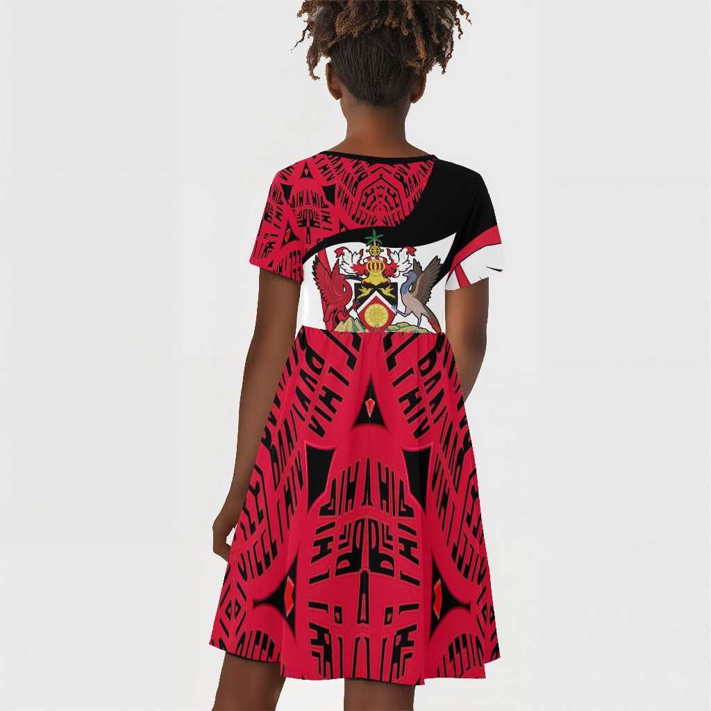 Trinidad And Tobago Independence Day Kid Short Sleeve Dress Freedom Torch Heritage Symbols