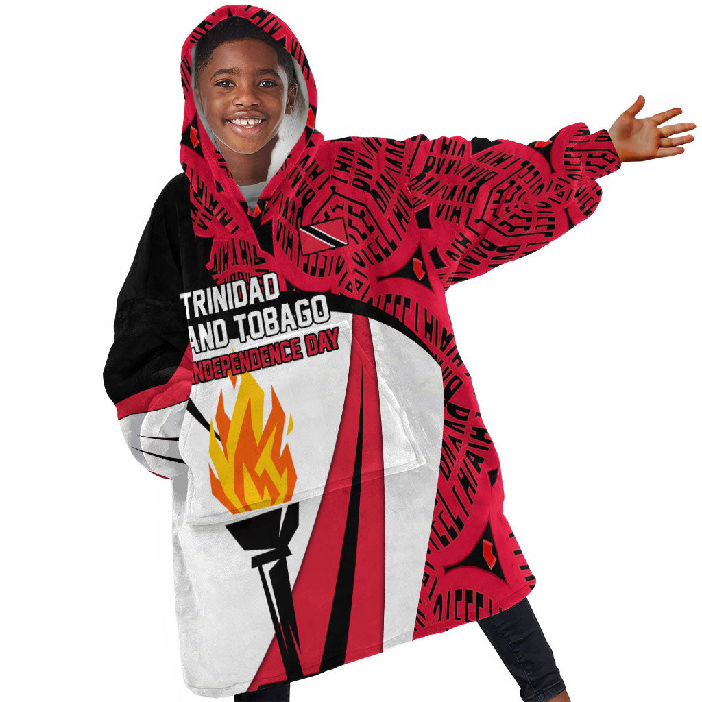 Trinidad And Tobago Independence Day Kid Wearable Blanket Hoodie Freedom Torch Heritage Symbols