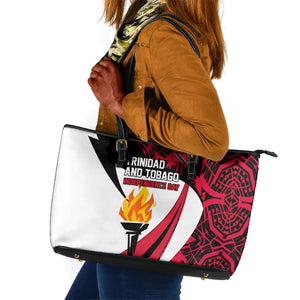 Trinidad And Tobago Independence Day Leather Tote Bag Freedom Torch Heritage Symbols