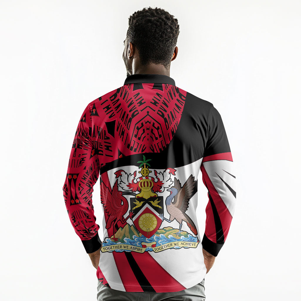 Trinidad And Tobago Independence Day Long Sleeve Polo Shirt Freedom Torch Heritage Symbols
