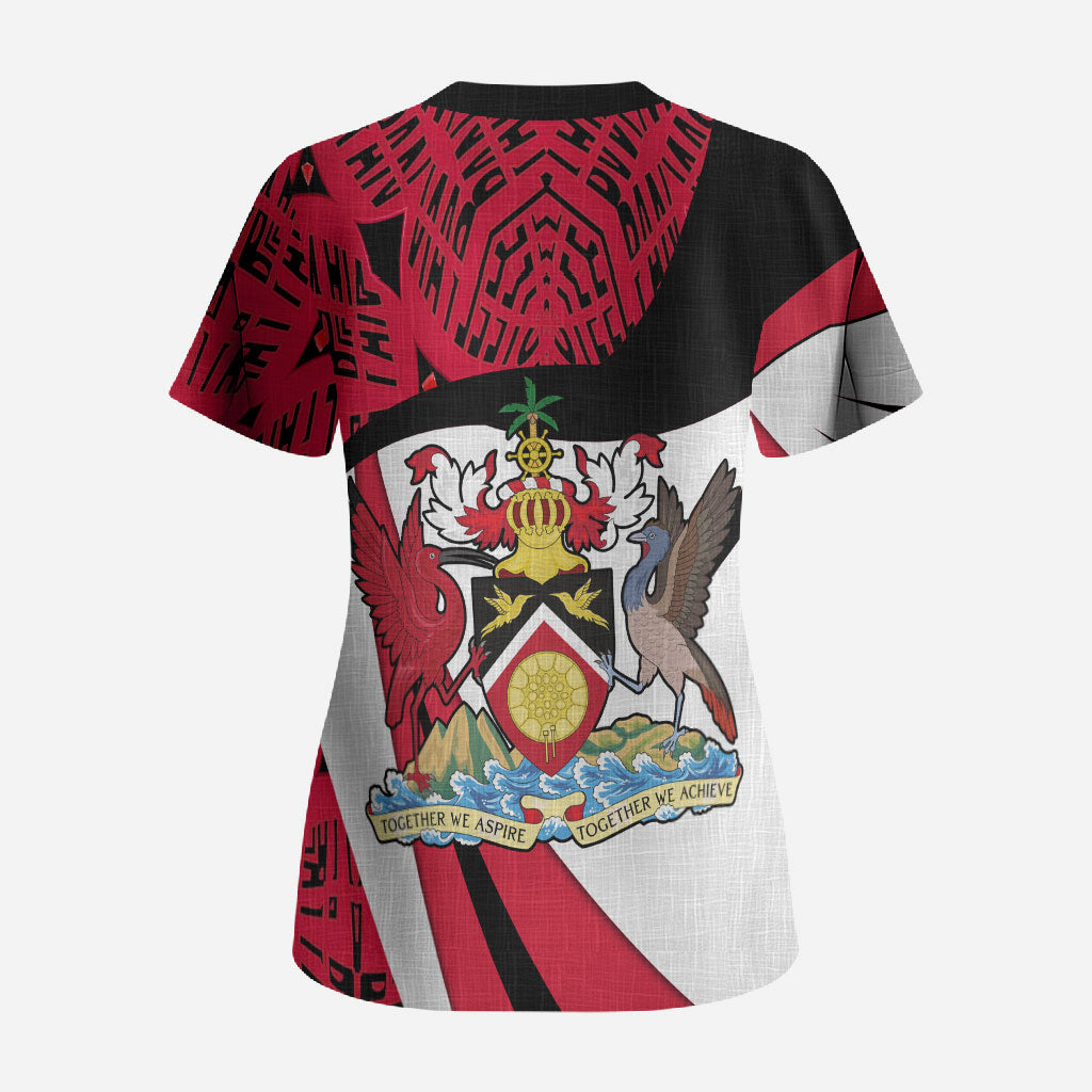 Trinidad And Tobago Independence Day Scrub Top Freedom Torch Heritage Symbols