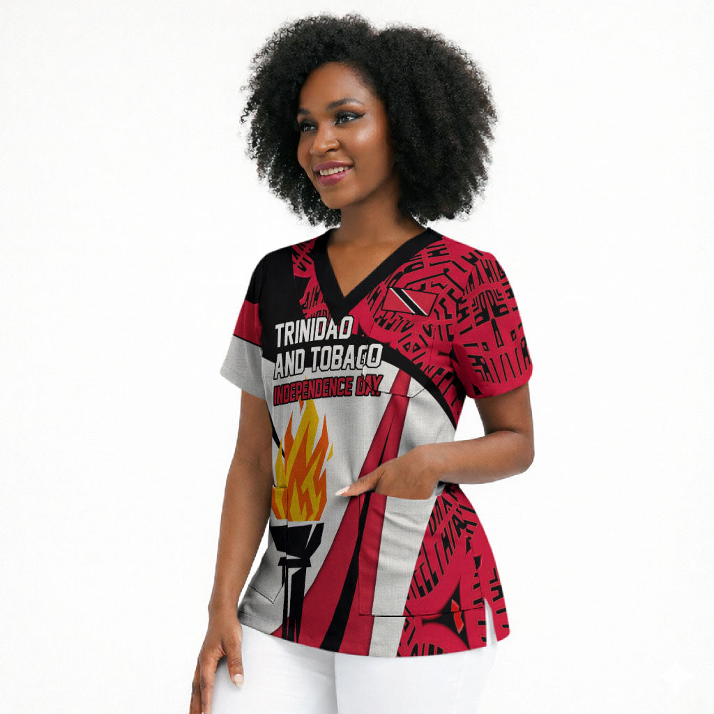 Trinidad And Tobago Independence Day Scrub Top Freedom Torch Heritage Symbols