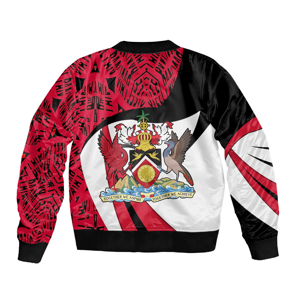 Trinidad And Tobago Independence Day Sleeve Zip Bomber Jacket Freedom Torch Heritage Symbols