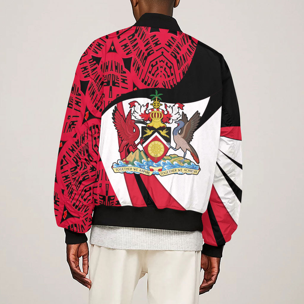 Trinidad And Tobago Independence Day Sleeve Zip Bomber Jacket Freedom Torch Heritage Symbols