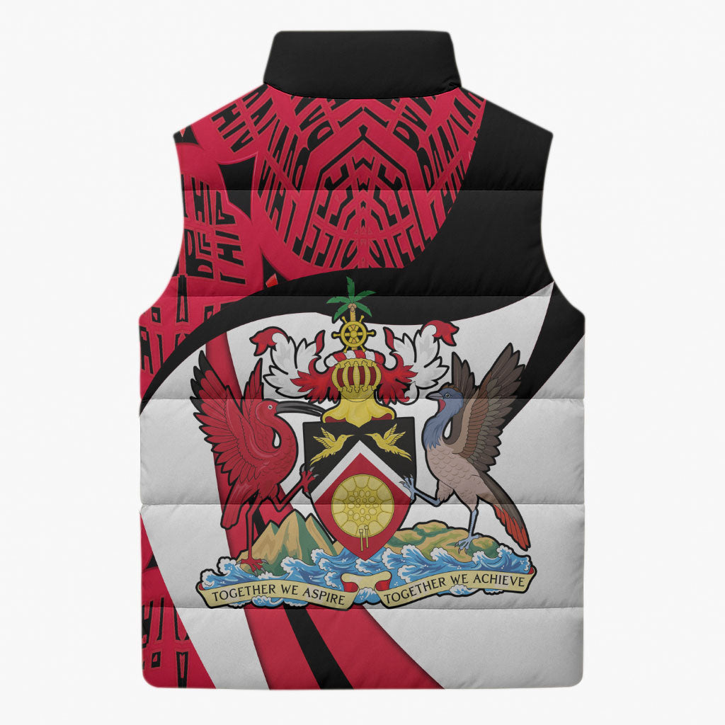 Trinidad And Tobago Independence Day Sleeveless Puffer Jacket Freedom Torch Heritage Symbols