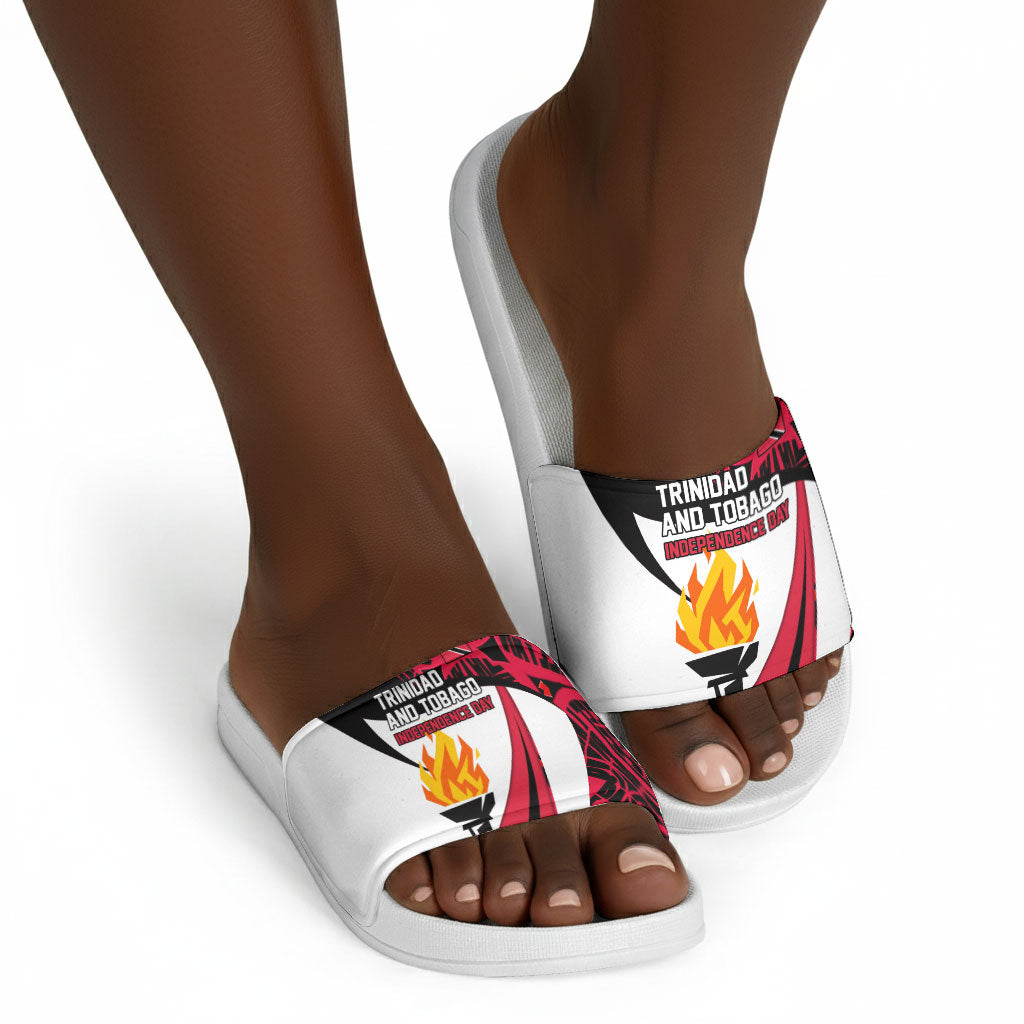Trinidad And Tobago Independence Day Slide Sandals Freedom Torch Heritage Symbols