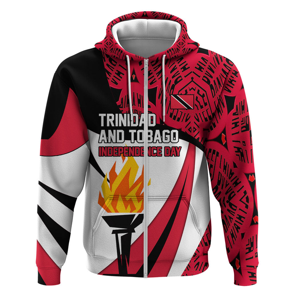 Trinidad And Tobago Independence Day Zip Hoodie Freedom Torch Heritage Symbols
