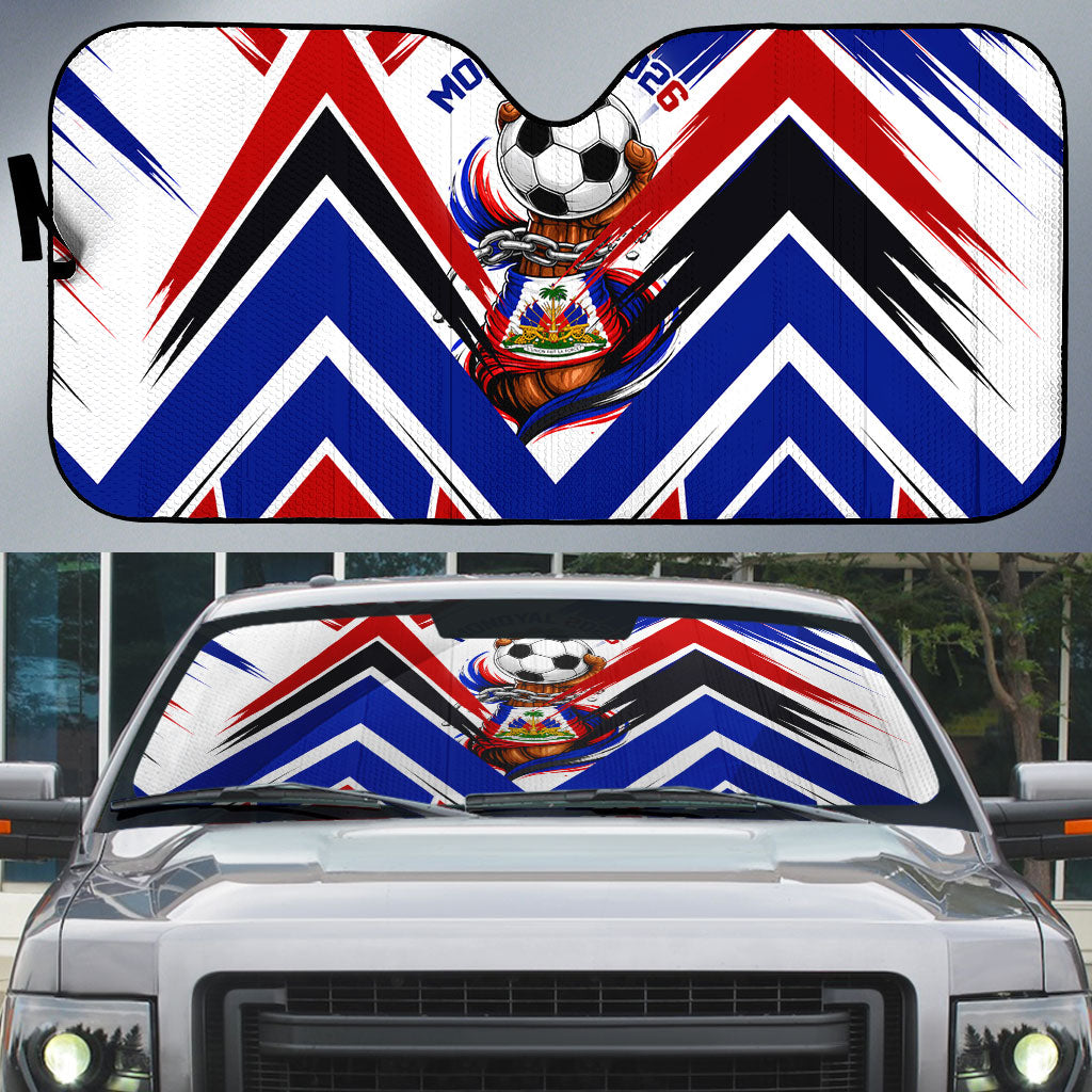 Haiti World Football Mondyal 2026 Auto Sun Shade Pride Ayiti Caribbean Culture Patriotic Crest
