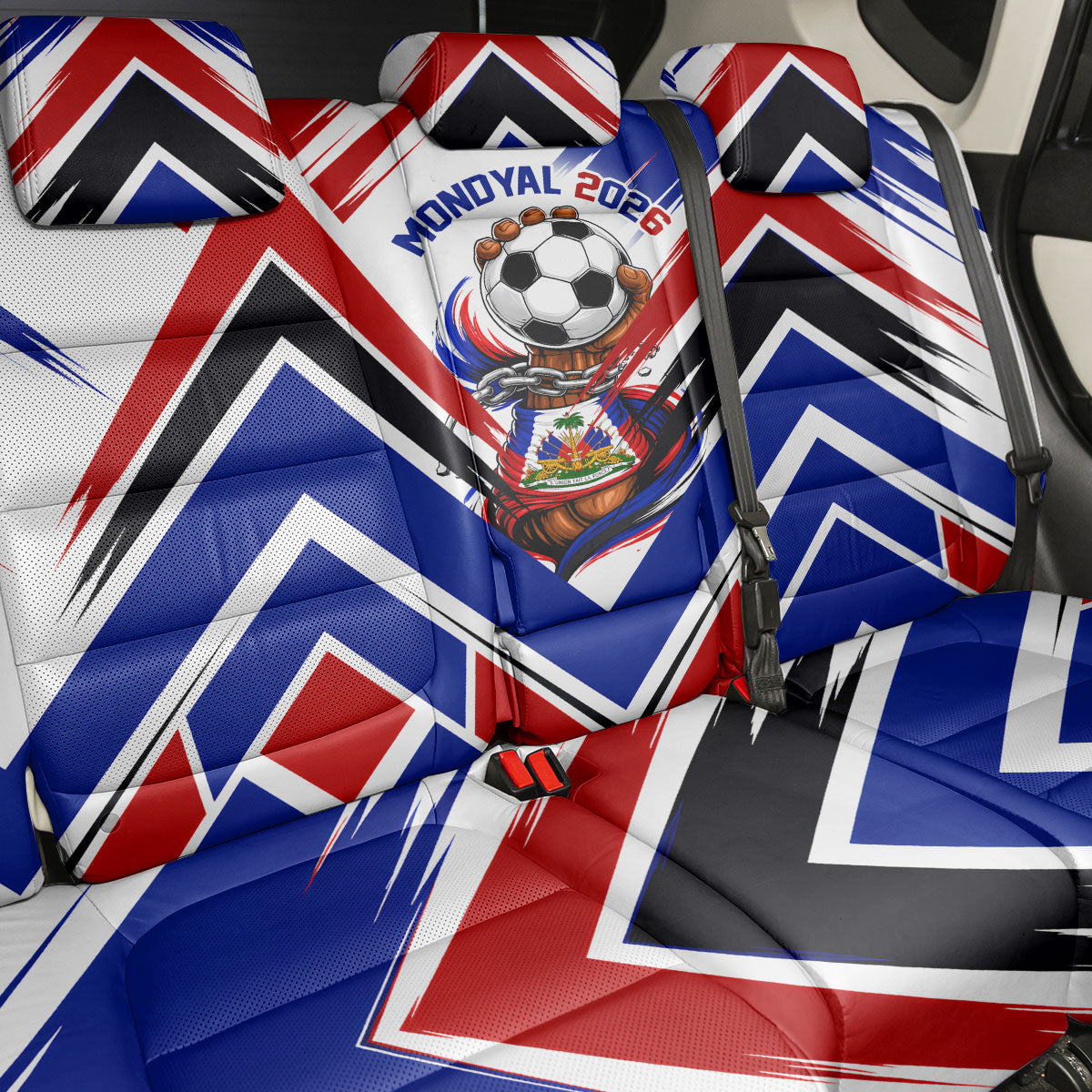 Haiti World Football Mondyal 2026 Back Car Seat Cover Pride Ayiti Caribbean Culture Patriotic Crest