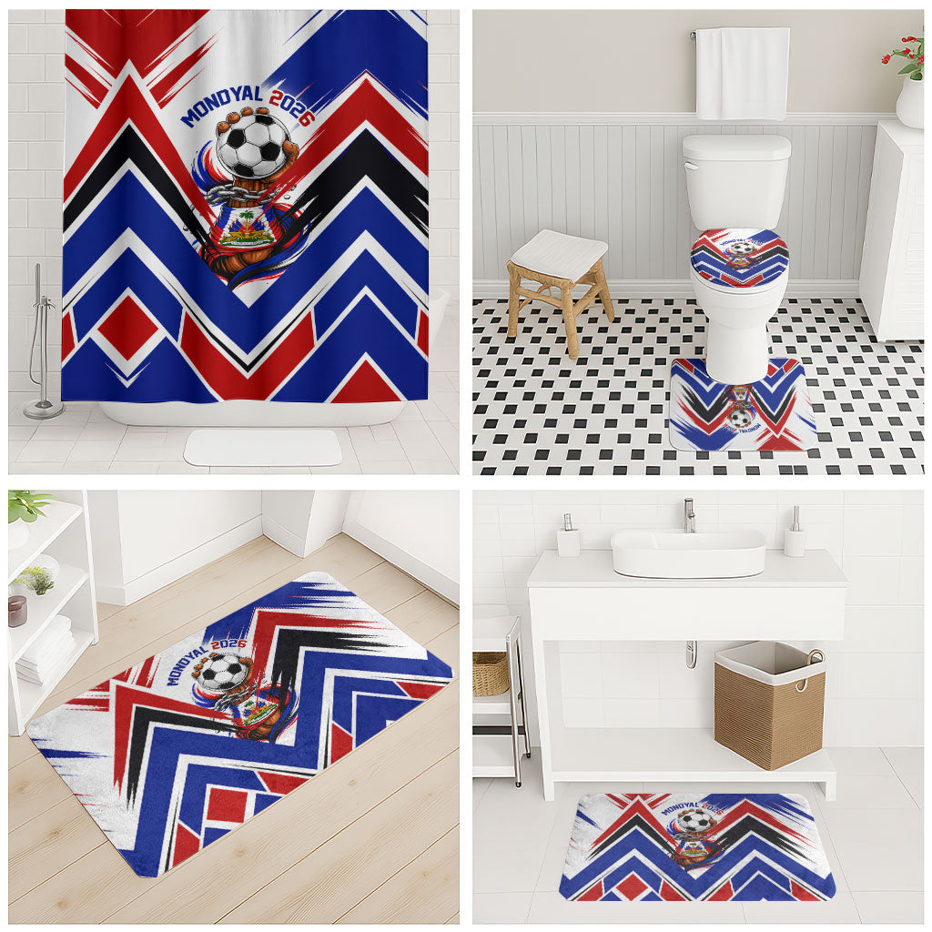 Haiti World Football Mondyal 2026 Bathroom Set Pride Ayiti Caribbean Culture Patriotic Crest