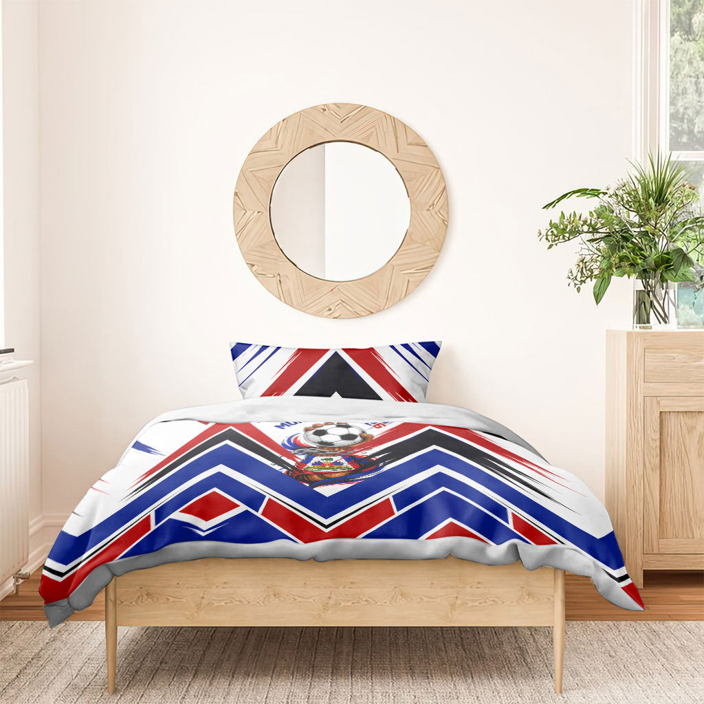 Haiti World Football Mondyal 2026 Bedding Set Pride Ayiti Caribbean Culture Patriotic Crest