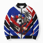 Haiti World Football Mondyal 2026 Bomber Puffer Jacket Pride Ayiti Caribbean Culture Patriotic Crest
