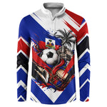 Haiti World Football Mondyal 2026 Button Sweatshirt Pride Ayiti Caribbean Culture Patriotic Crest
