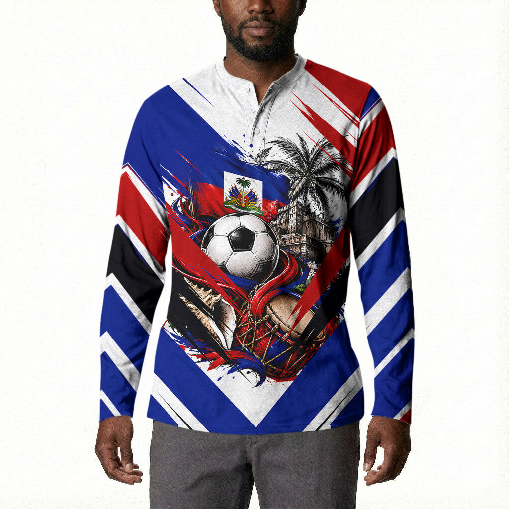 Haiti World Football Mondyal 2026 Button Sweatshirt Pride Ayiti Caribbean Culture Patriotic Crest