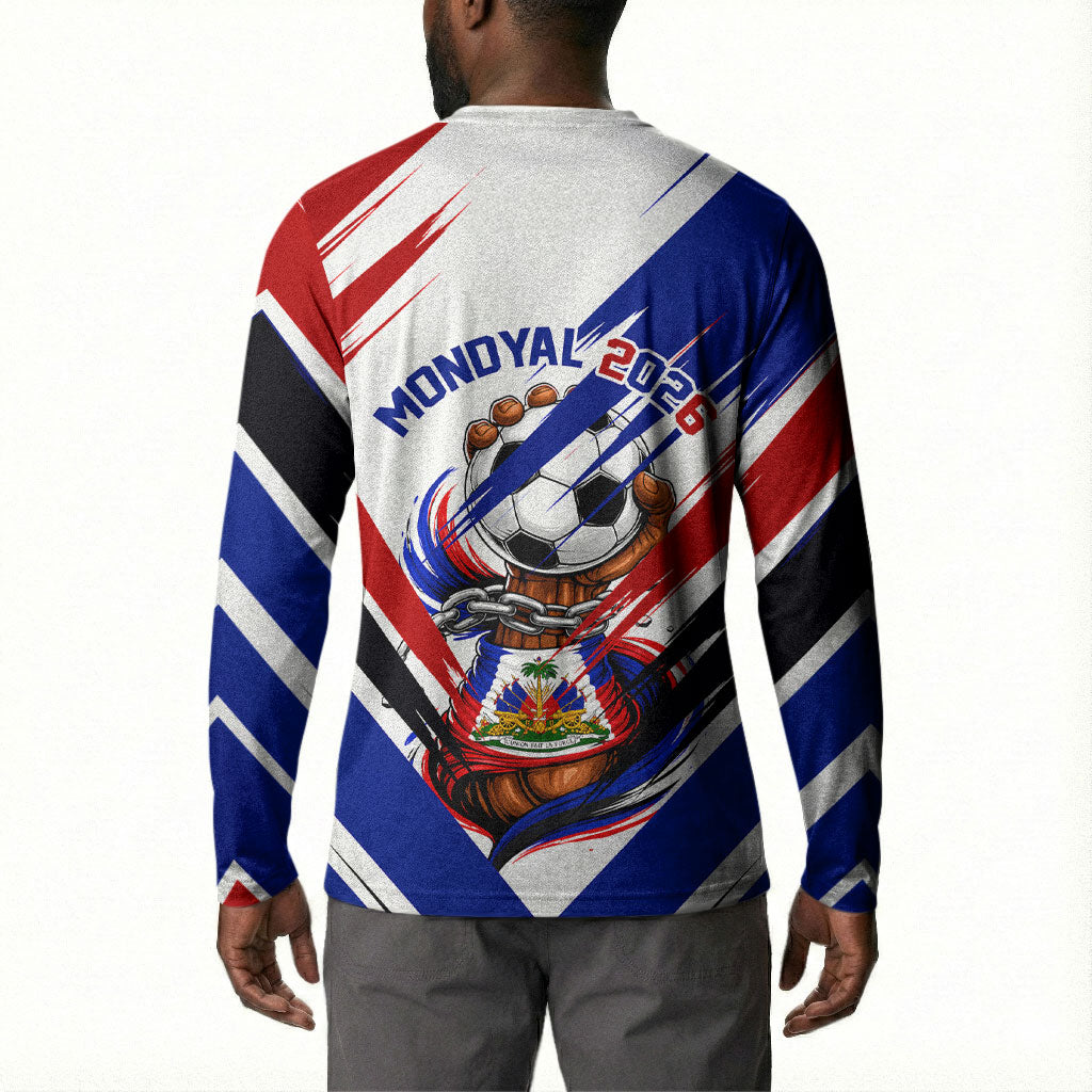 Haiti World Football Mondyal 2026 Button Sweatshirt Pride Ayiti Caribbean Culture Patriotic Crest
