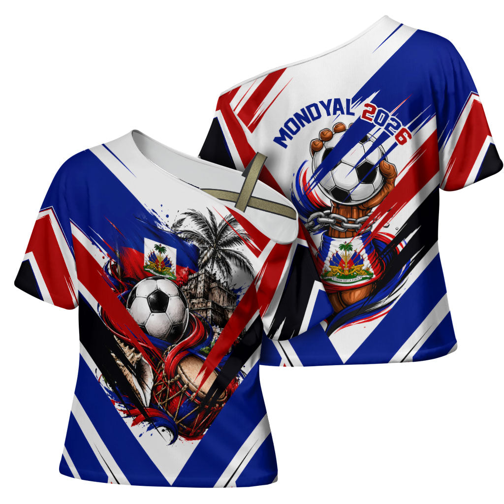 Haiti World Football Mondyal 2026 Cross Shoulder Shirt Pride Ayiti Caribbean Culture Patriotic Crest