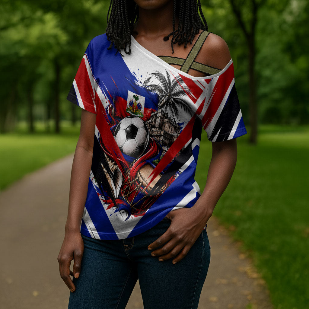 Haiti World Football Mondyal 2026 Cross Shoulder Shirt Pride Ayiti Caribbean Culture Patriotic Crest