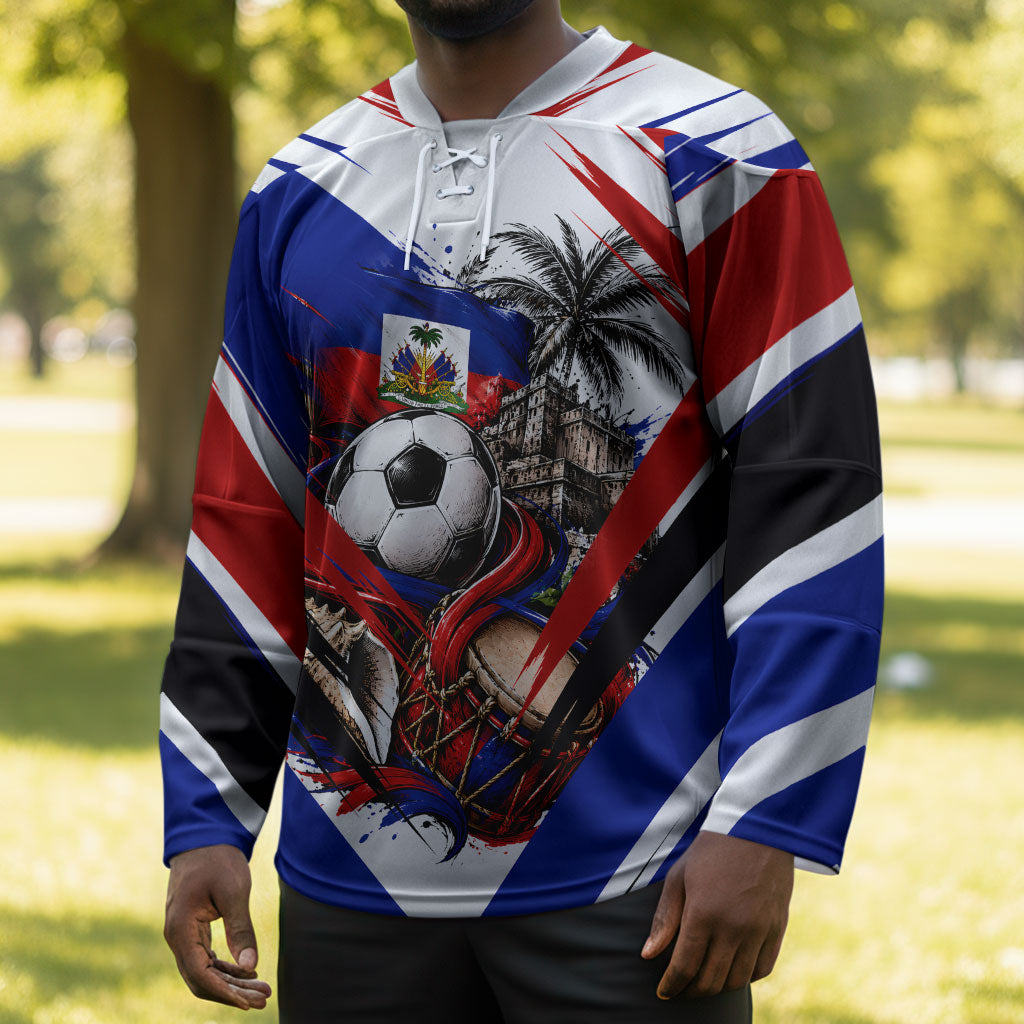 Haiti World Football Mondyal 2026 Hockey Jersey Pride Ayiti Caribbean Culture Patriotic Crest