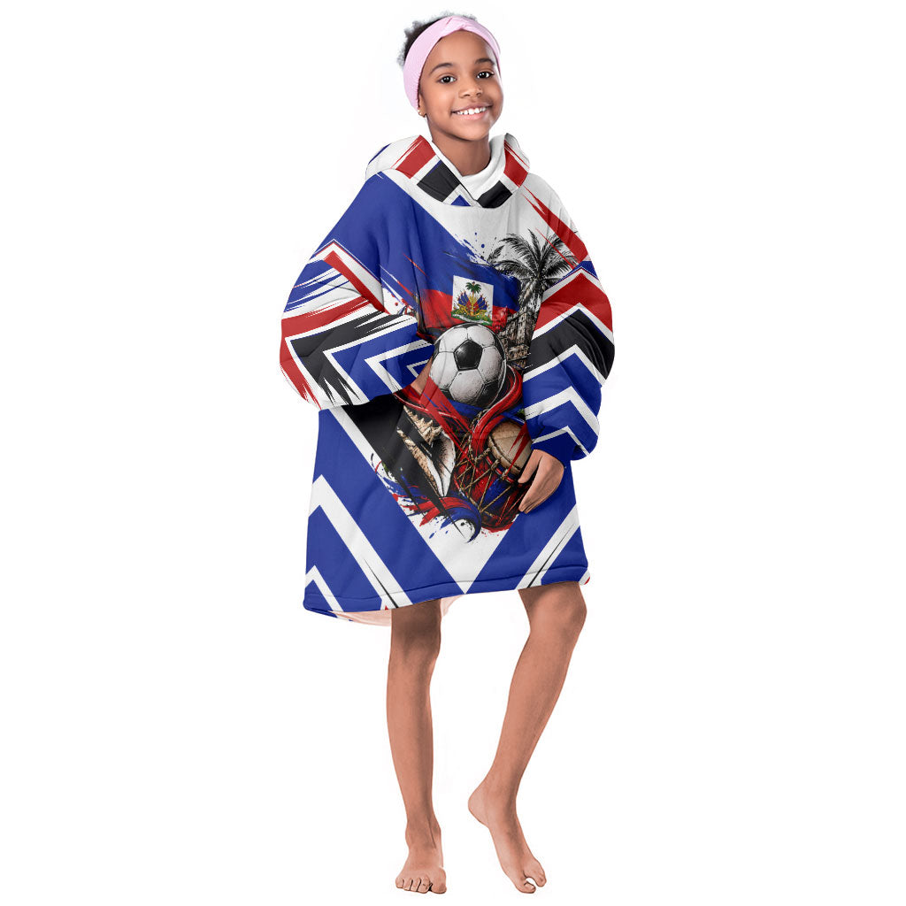 Haiti World Football Mondyal 2026 Kid Wearable Blanket Hoodie Pride Ayiti Caribbean Culture Patriotic Crest