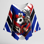 Haiti World Football Mondyal 2026 Kimono Sleeve Blouse Pride Ayiti Caribbean Culture Patriotic Crest