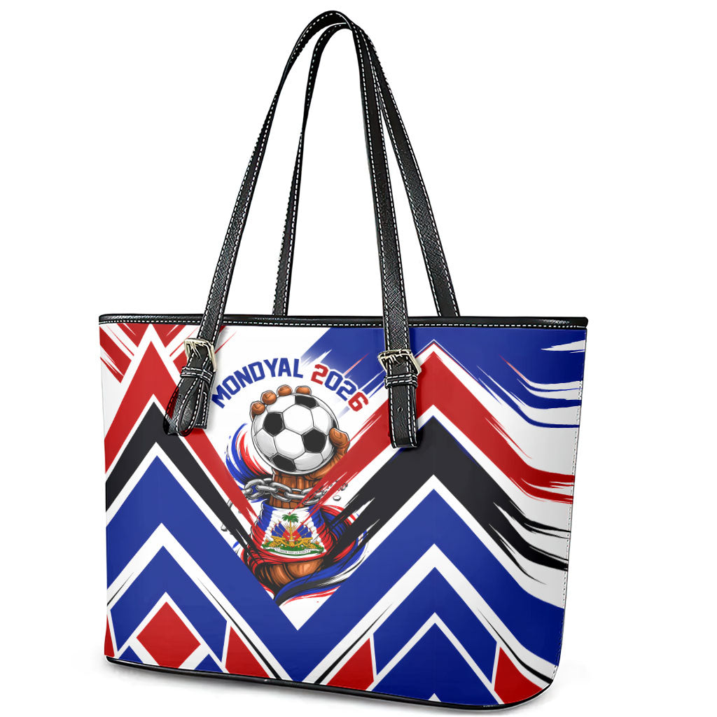 Haiti World Football Mondyal 2026 Leather Tote Bag Pride Ayiti Caribbean Culture Patriotic Crest