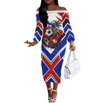 Haiti World Football Mondyal 2026 Off The Shoulder Long Sleeve Dress Pride Ayiti Caribbean Culture Patriotic Crest
