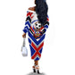 Haiti World Football Mondyal 2026 Off The Shoulder Long Sleeve Dress Pride Ayiti Caribbean Culture Patriotic Crest