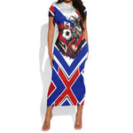 Haiti World Football Mondyal 2026 Short Sleeve Bodycon Dress Pride Ayiti Caribbean Culture Patriotic Crest