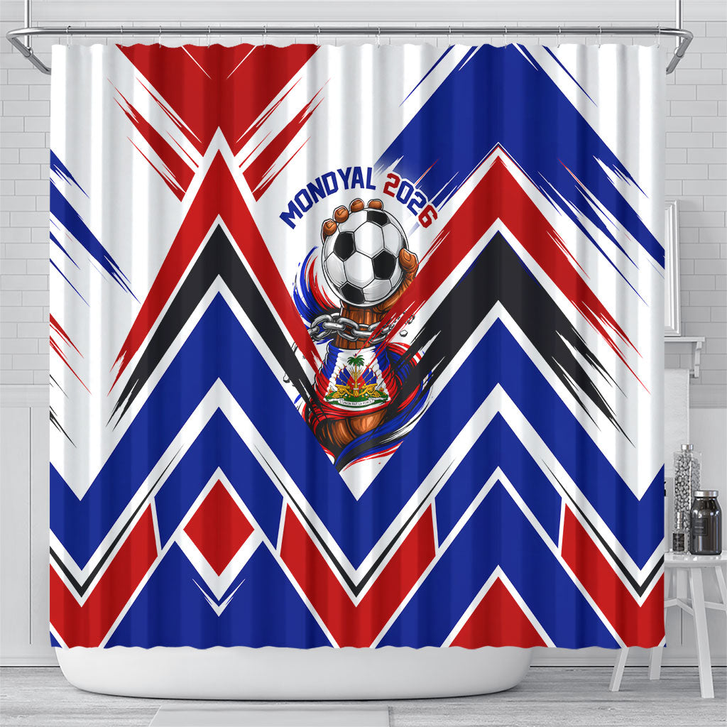 Haiti World Football Mondyal 2026 Shower Curtain Pride Ayiti Caribbean Culture Patriotic Crest