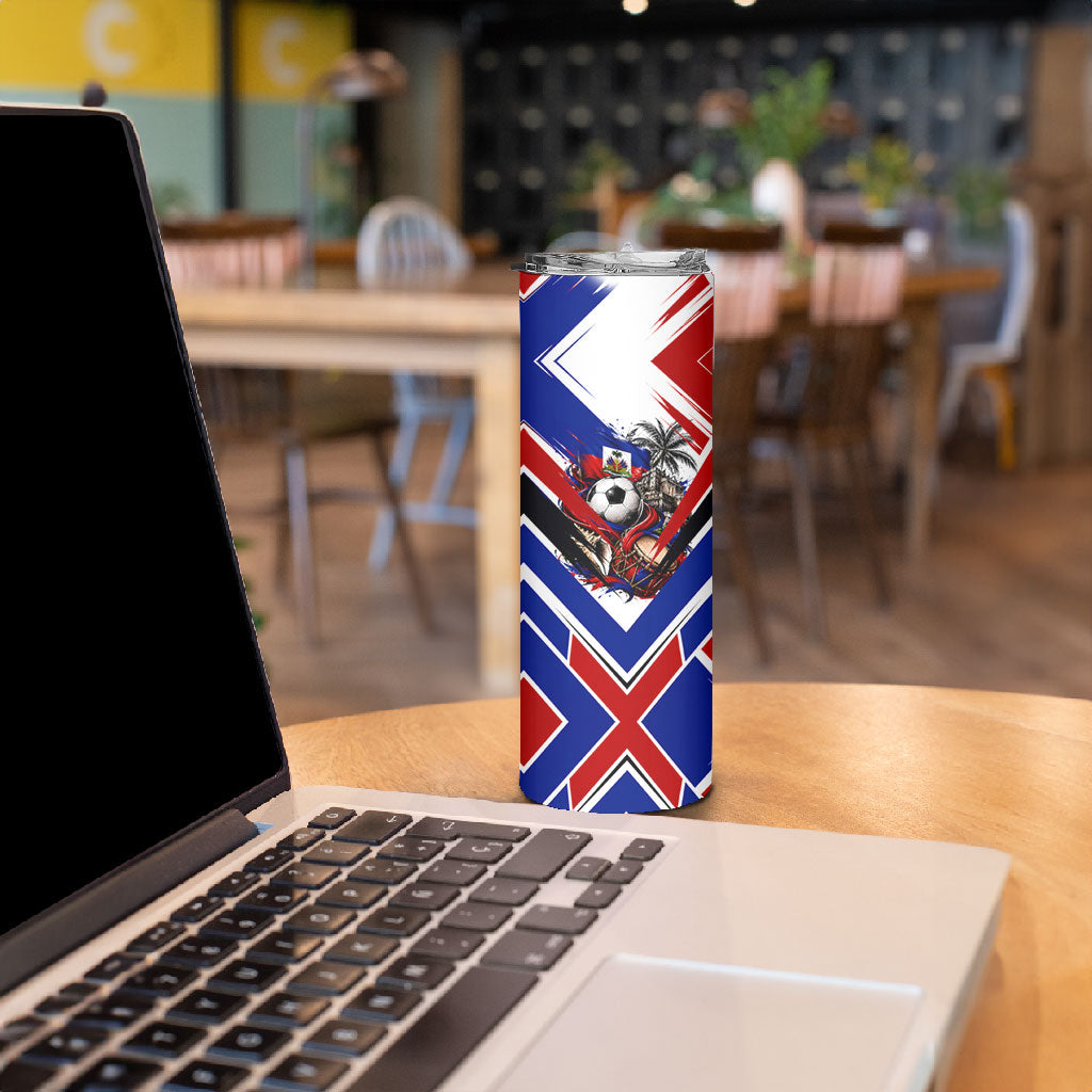 Haiti World Football Mondyal 2026 Skinny Tumbler Pride Ayiti Caribbean Culture Patriotic Crest