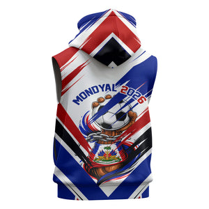 Haiti World Football Mondyal 2026 Sleeveless Hoodie Pride Ayiti Caribbean Culture Patriotic Crest