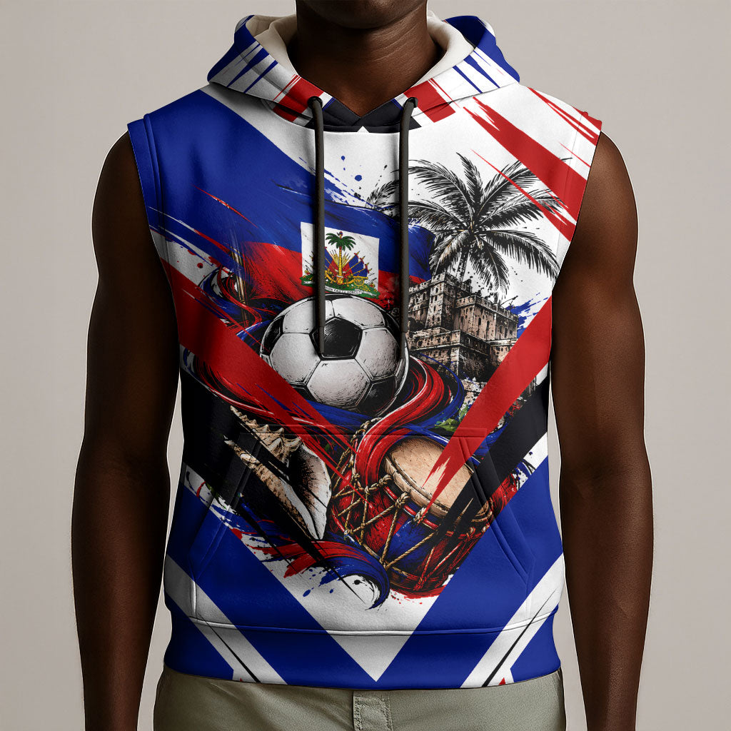 Haiti World Football Mondyal 2026 Sleeveless Hoodie Pride Ayiti Caribbean Culture Patriotic Crest