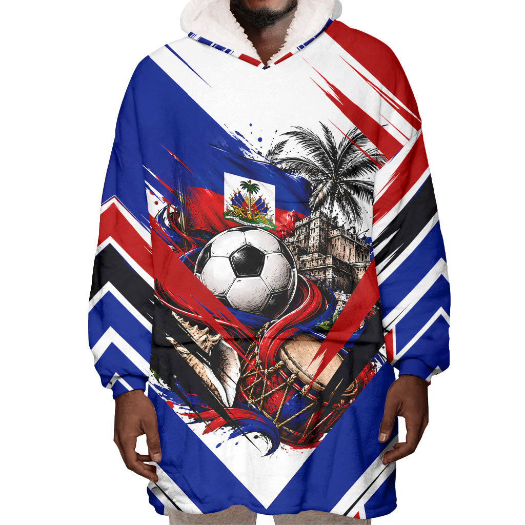 Haiti World Football Mondyal 2026 Wearable Blanket Hoodie Pride Ayiti Caribbean Culture Patriotic Crest