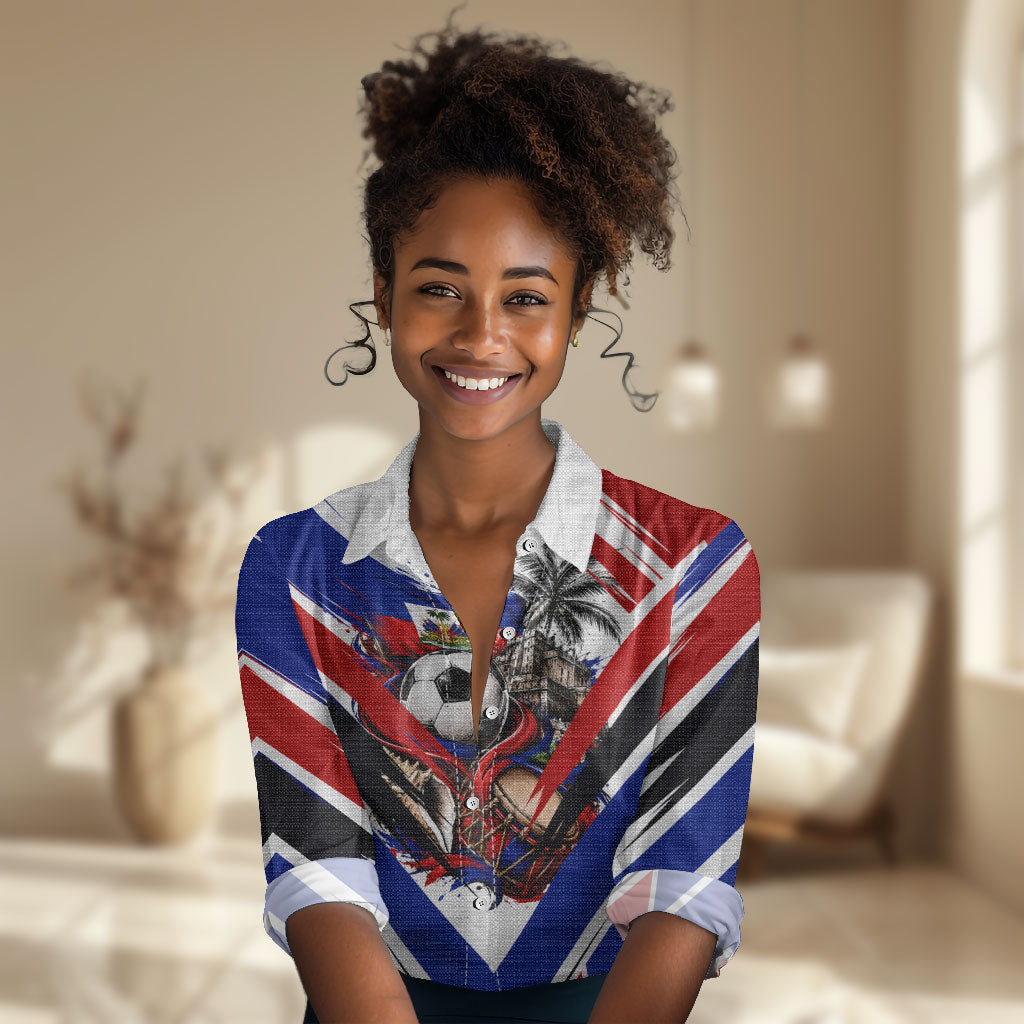 Haiti World Football Mondyal 2026 Women Casual Shirt Pride Ayiti Caribbean Culture Patriotic Crest