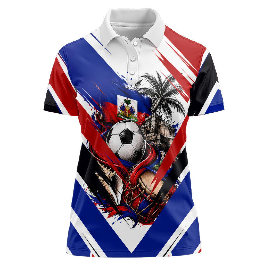 Haiti World Football Mondyal 2026 Women Polo Shirt Pride Ayiti Caribbean Culture Patriotic Crest