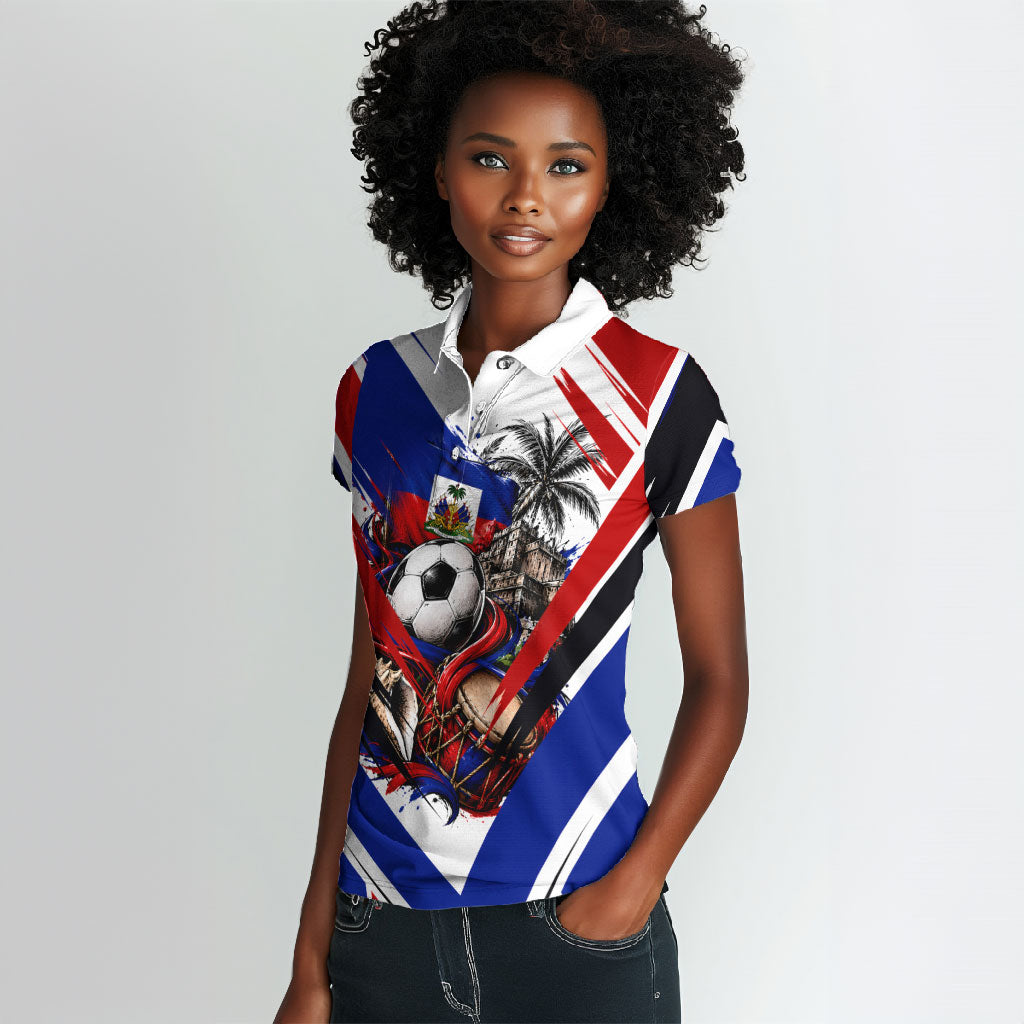 Haiti World Football Mondyal 2026 Women Polo Shirt Pride Ayiti Caribbean Culture Patriotic Crest