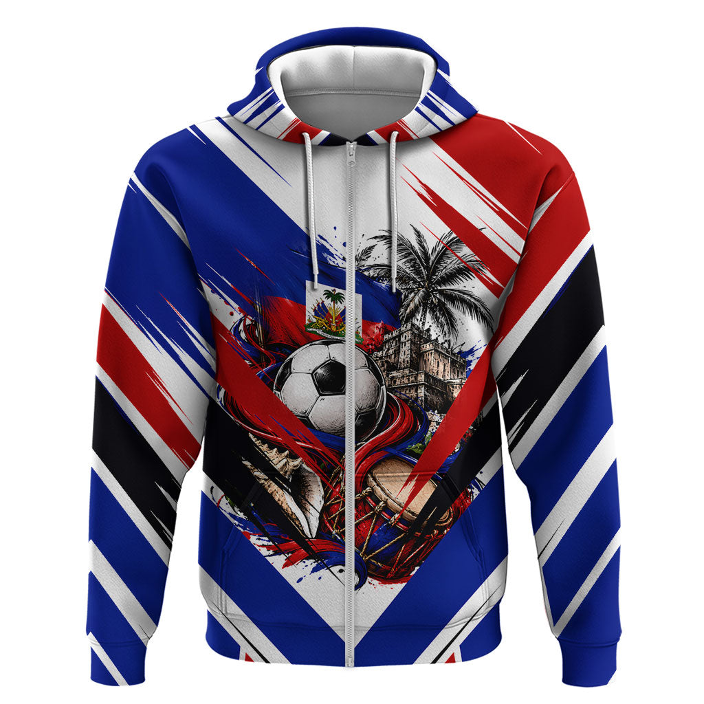 Haiti World Football Mondyal 2026 Zip Hoodie Pride Ayiti Caribbean Culture Patriotic Crest