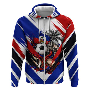 Haiti World Football Mondyal 2026 Zip Hoodie Pride Ayiti Caribbean Culture Patriotic Crest