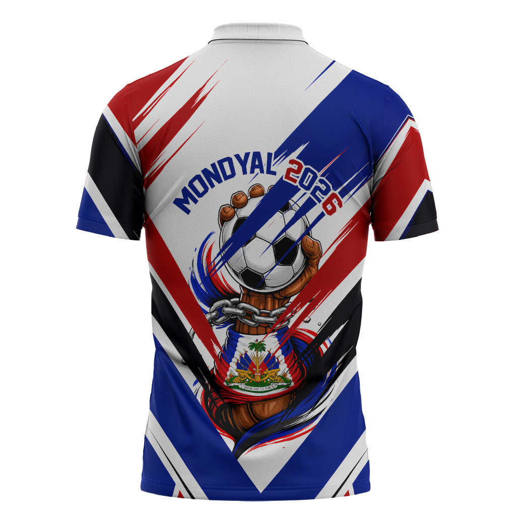 Haiti World Football Mondyal 2026 Zipper Polo Shirt Pride Ayiti Caribbean Culture Patriotic Crest