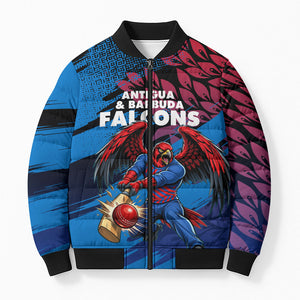 Personalized Antigua And Barbuda Cricket Bomber Puffer Jacket Falcons Mascot Sport Style