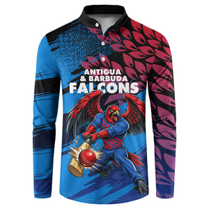 Personalized Antigua And Barbuda Cricket Button Sweatshirt Falcons Mascot Sport Style