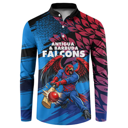 Personalized Antigua And Barbuda Cricket Button Sweatshirt Falcons Mascot Sport Style