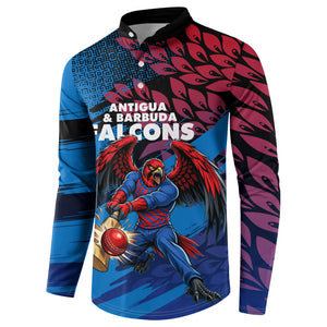 Personalized Antigua And Barbuda Cricket Button Sweatshirt Falcons Mascot Sport Style